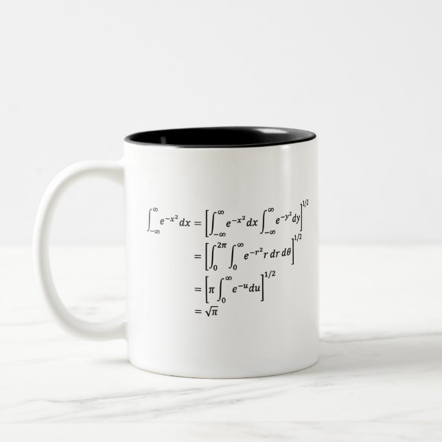 gaussian integral, math and science Two-Tone coffee mug (Left)
