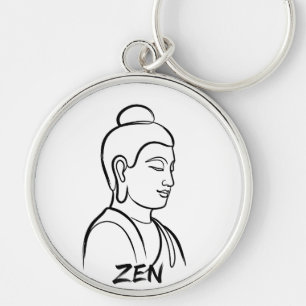 Gautam Buddha Minimalist Zen Line Art Silver Keych Keychain