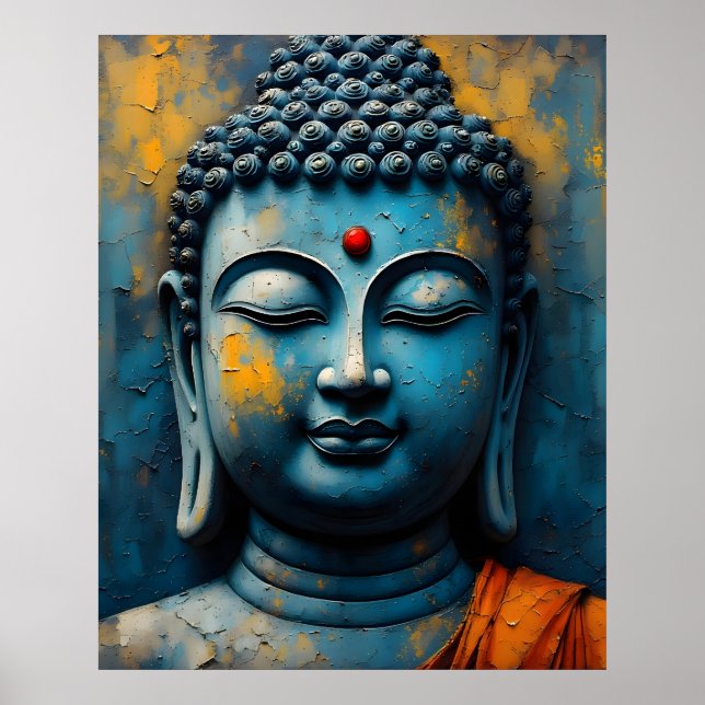 Gautama Buddha Painting - Modern Impasto Art Poster (Front)