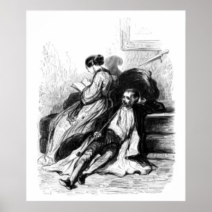 Gavarni: man smoking a long pipe poster