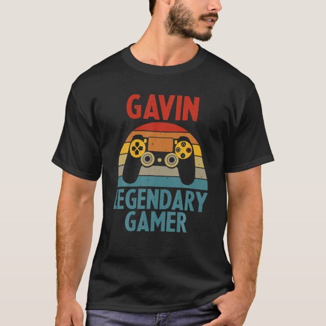 GAVIN Gift Name Personalized Funny Gaming Geek Bir T-Shirt (Front)