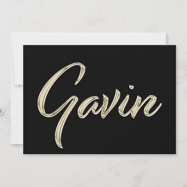 Gavin name white gold Handwriting Card (Front)