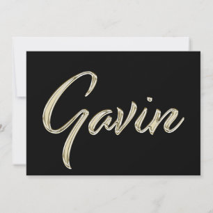Gavin name white gold Handwriting Card