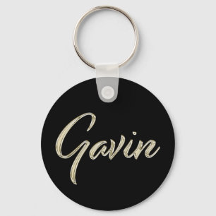 Gavin Name whitegold Button Schlüsselanhänger Keychain