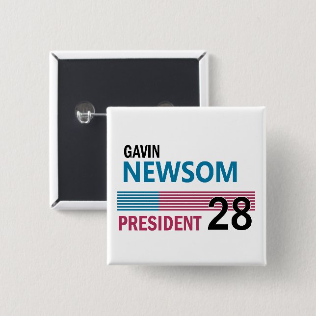 Gavin Newsom 2028 2 Inch Square Button (Front & Back)