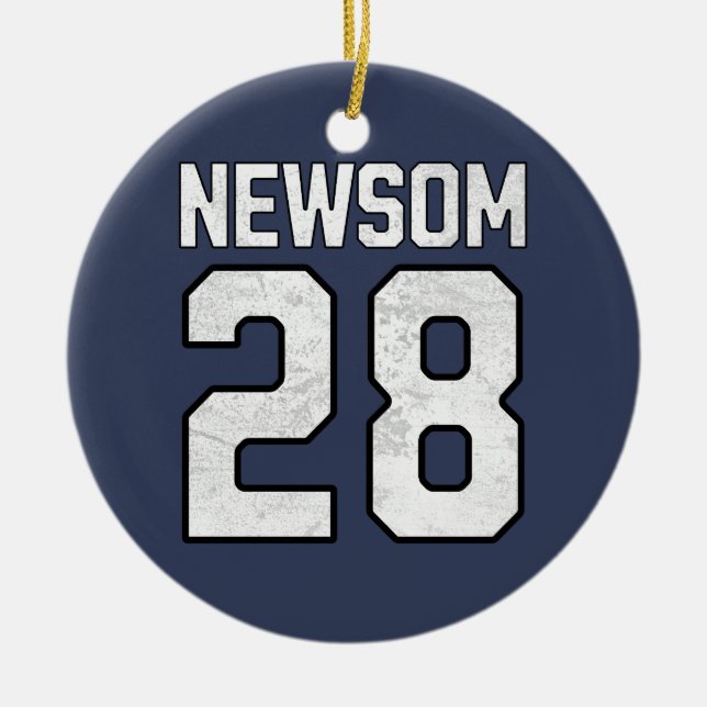 Gavin Newsom 2028 For President Number 28 Ceramic Ornament (Front)