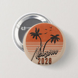 Gavin Newsom 2028 For President Palm Tree Sunset 2 Inch Round Button