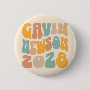 Gavin Newsom 2028 For President Wavy Text 2 Inch Round Button
