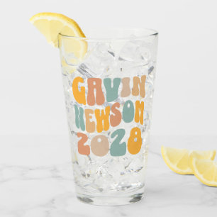 Gavin Newsom 2028 For President Wavy Text Glass