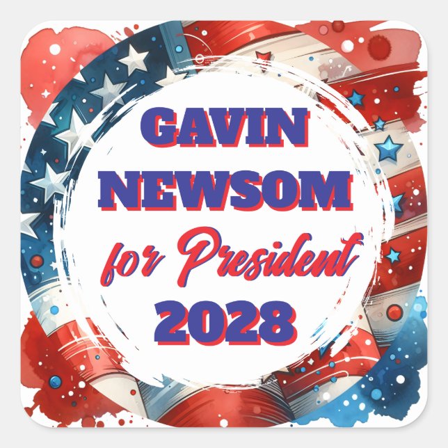 Gavin Newsom for President Political Square Sticker (Front)