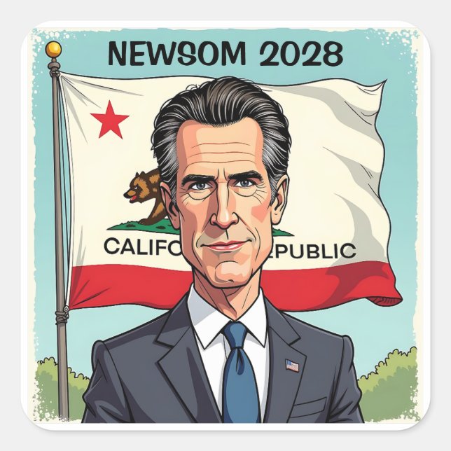 Gavin Newsom for President Political Square Sticker (Front)