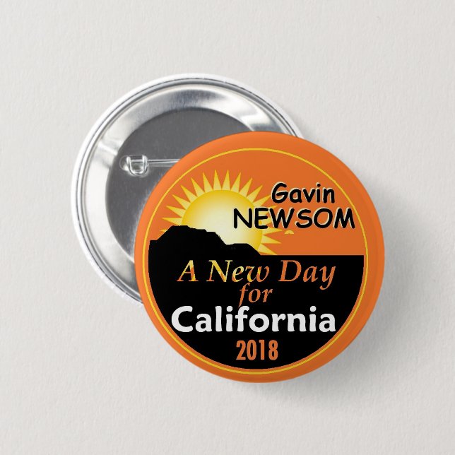 Gavin NEWSOM Governor 2018 2 Inch Round Button (Front & Back)