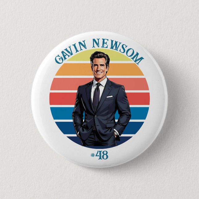 Gavin Newsom | Vintage #48   2 Inch Round Button (Front)
