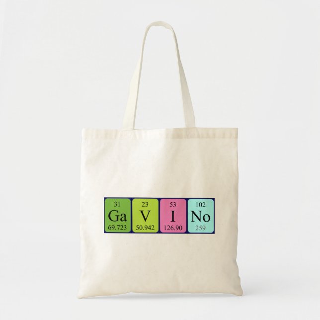 Gavino periodic table name tote bag (Front)