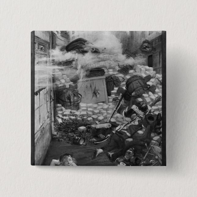 Gavroche Collecting Cartridges 2 Inch Square Button (Front)