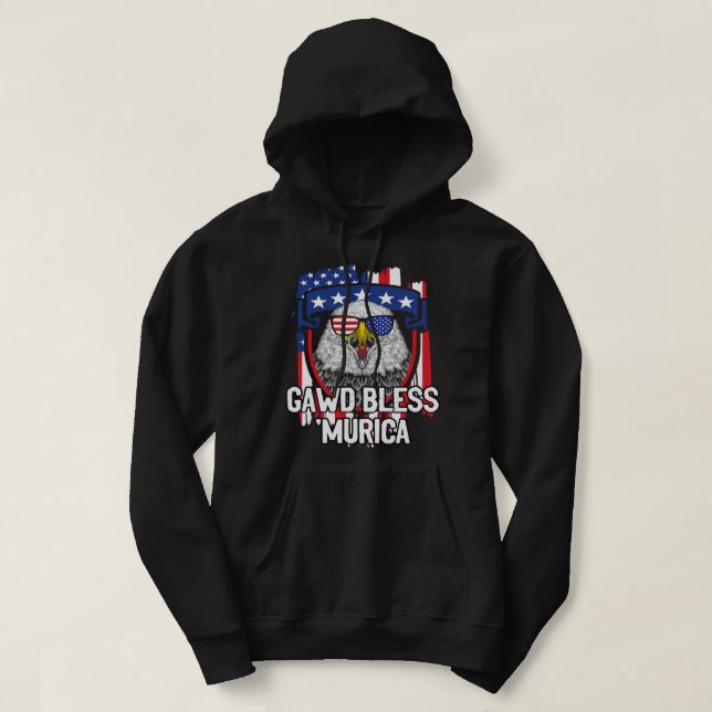 Gawd Bless Murica 4th of July Memes Fourth of July Hoodie (Design Front)