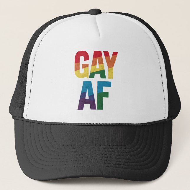 Gay AF LGBT Pride Gay Gift Pride Month Trucker Hat (Front)