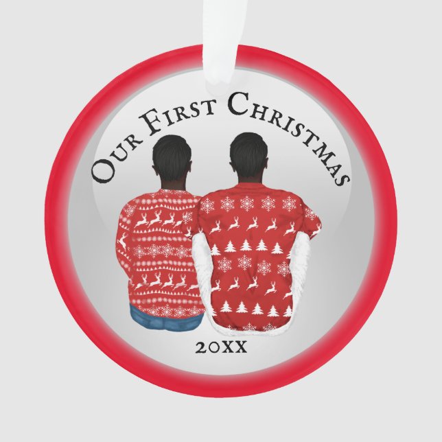 Gay African American Mr and Mr couple PHOTO Ornament (Front)
