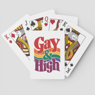 Gay And High Retro LGBTQ Pride Flag Playing Cards
