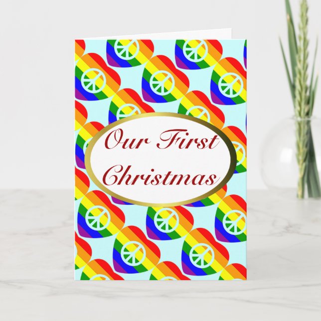 Gay AND Lesbian Marriage First Christmas Card (Front)