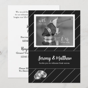 Gay and Lesbian Wedding Invitation Black Pinstripe
