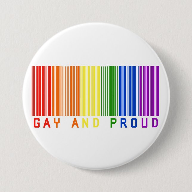 Gay and Proud  Barcode 3 Inch Round Button (Front)