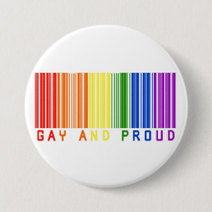 Gay and Proud  Barcode 3 Inch Round Button