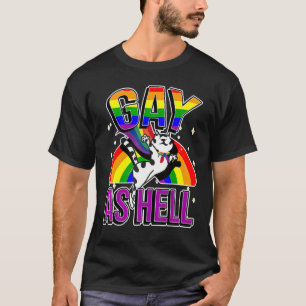 Gay As Hell Rainbow Cat Lgbt Pride T-Shirt