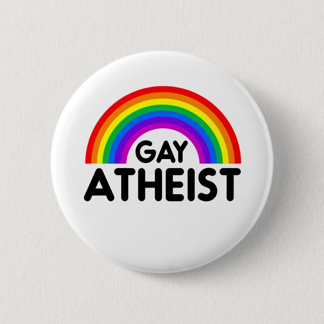Gay Atheist Rainbow 2 Inch Round Button (Front)