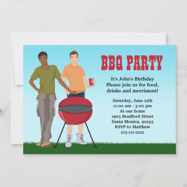 Gay BBQ Party Invitation (Front)