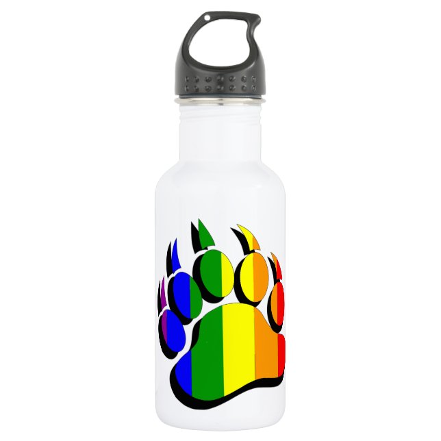 Gay Bear claw  rainbow with black shadow 532 Ml Water Bottle (Front)