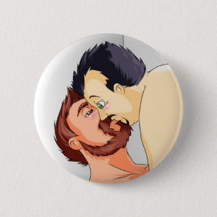 gay bear couple kissing swipes in 2 inch round button