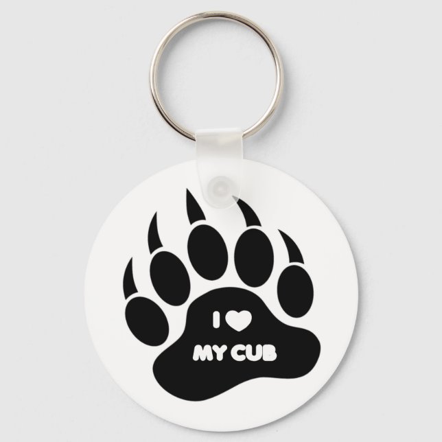 Gay Bear I Heart my Cub Bear Paw Keychain (Front)