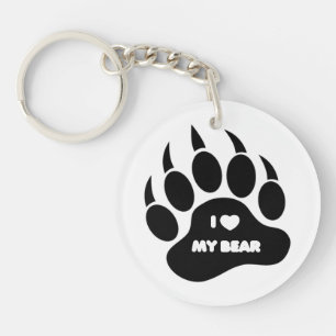 Gay Bear Pride Bear Paw I heart My Bear Keychain