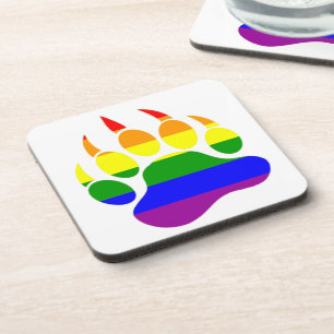 Gay Bear Pride Bear Paw Rainbow Flag - Coasters