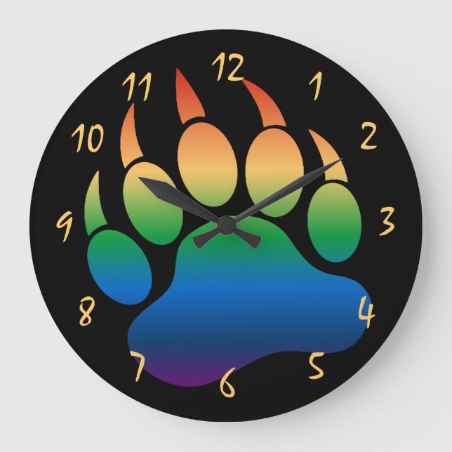 Gay Bear Pride Black Large Clock (Front)