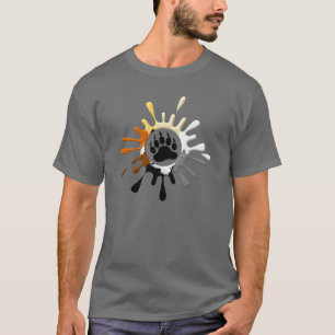 Gay Bear Pride Colours Splash Bear Paw T-Shirt