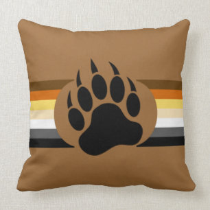 Gay Bear Pride colours stripes and Bear Paw Throw Pillow