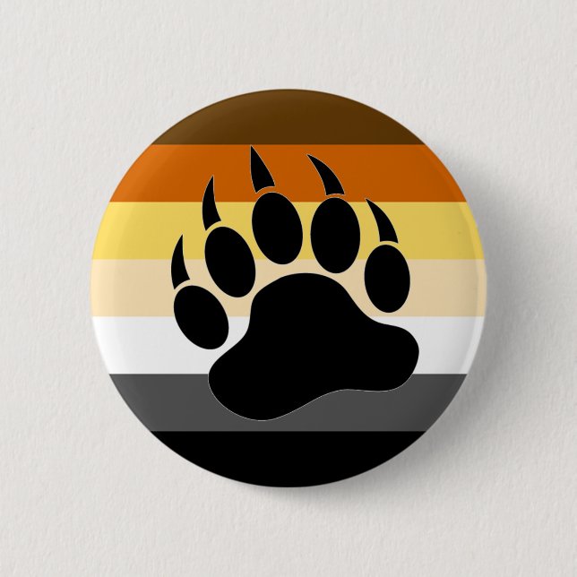 Gay Bear Pride Flag Bear Paw 2 Inch Round Button (Front)
