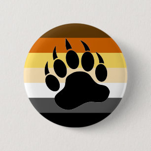 Gay Bear Pride Flag Bear Paw 2 Inch Round Button