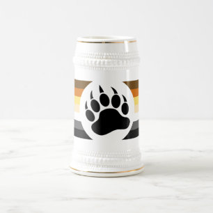 Gay Bear Pride Flag Bear Paw Beer Stein