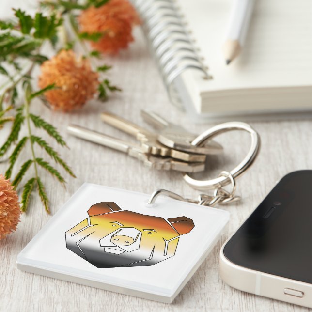 Gay Bear Pride Flag Coloured Bear    Keychain (Front Right)