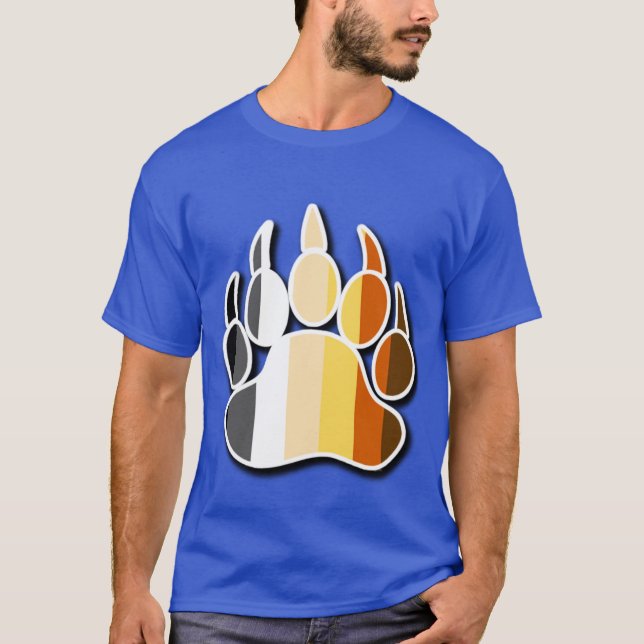 Gay Bear Pride flag deep shadow Bear Paw T-Shirt (Front)