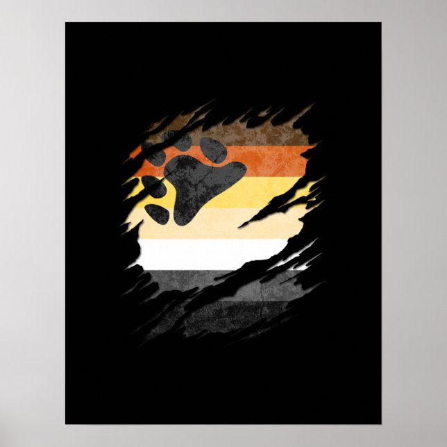 Gay Bear Pride Flag Ripped Reveal Poster (Front)