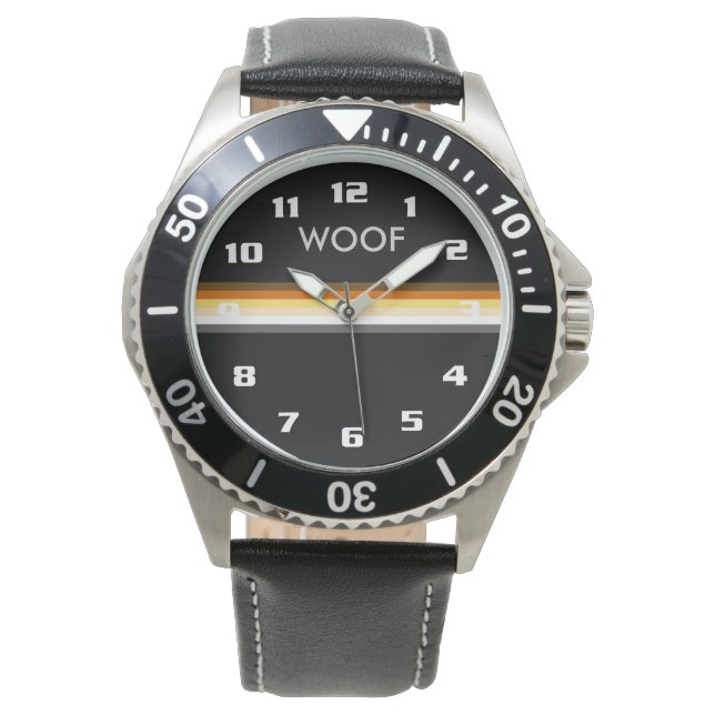 Gay Bear Pride Flag WOOF Masculine and Sleek Watch (Front)