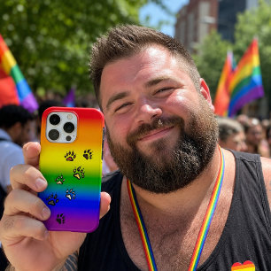 Gay Bear Pride - Rainbow Flag w/ Bear Claw Print iPhone 15 Pro Case