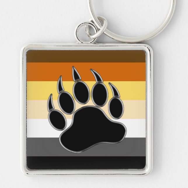 Gay Bears Pride Flag Bear Paw Keychain (Front)