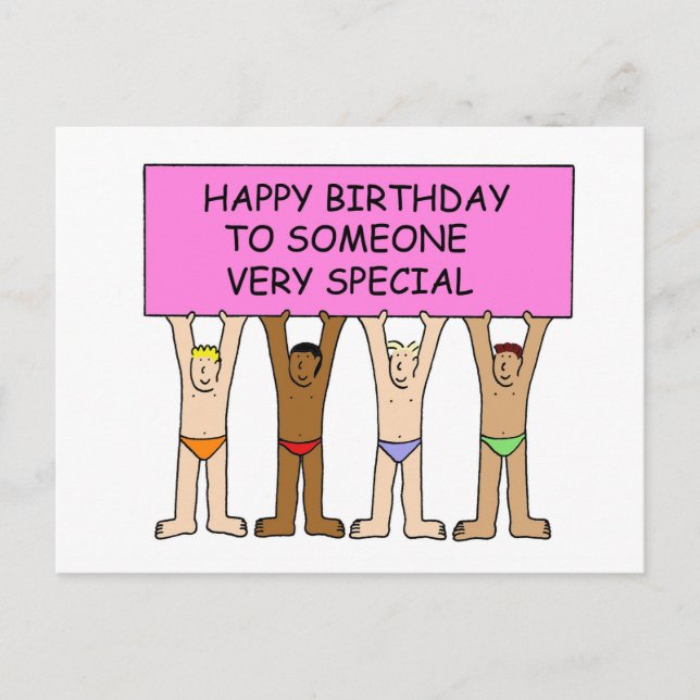 Gay Birthday Men in Underpants Postcard (Front)