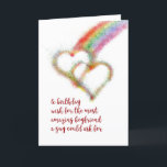 Gay Birthday Wish for Boyfriend, Hearts Card<br><div class="desc">Wish your mate,  the most amazing boyfriend a guy could ask for,  a happy birthday with this lgbt colourful greeting card that has a bright airbrush effect image of two interlocking hearts,  which have formed at the end of a rainbow.</div>