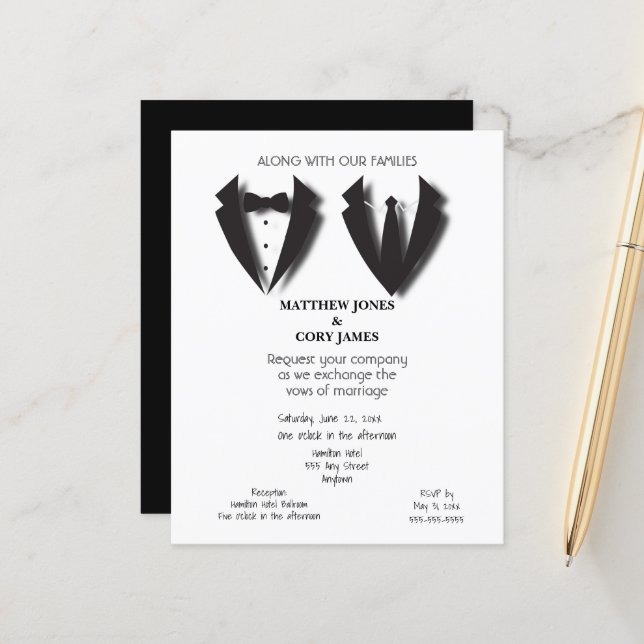 Gay Black and White Tuxedos Wedding (Front/Back In Situ)